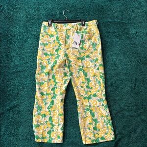 CLEARANCE SALE FINAL Zara Yellow and Green Swirl Print Trousers